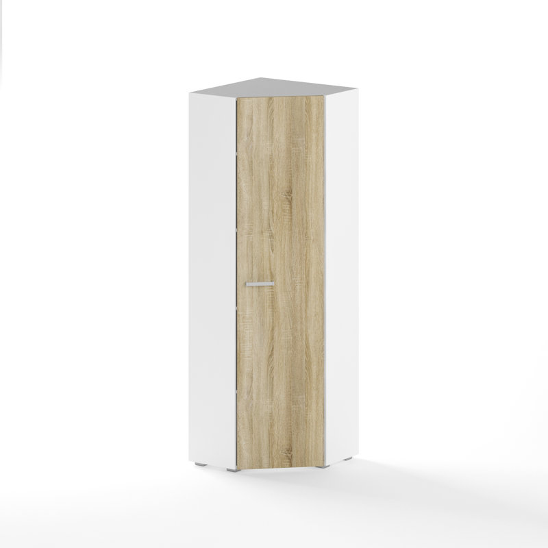 Antonie 1 Door Manufactured Wood Wardrobe, White/Oak