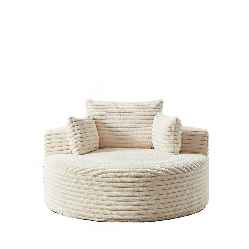 Boneless Sponge Single Sofa,fluffy Modern Sleeper Chair, 32.5" H x 55" W x 55" D, Beige Corduroy
