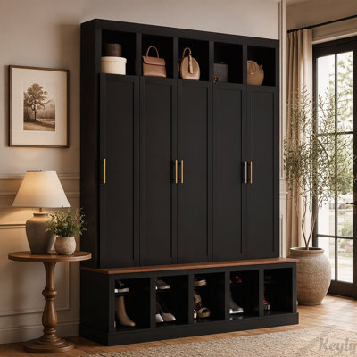 Armoire de rangement pour hall d'entrée avec garde-robe et range-chaussures