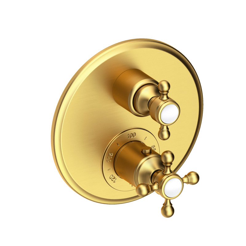 Astor 1/2" Round Thermostatic Trim Plate With Handle, Satin Bronze (PVD)
