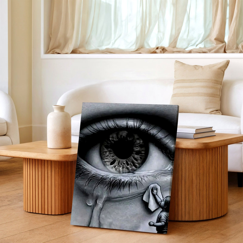 «Black White Crying Eye Print», impression sur toile émouvante sur toile, impression sur toile, noir et blanc pour salon