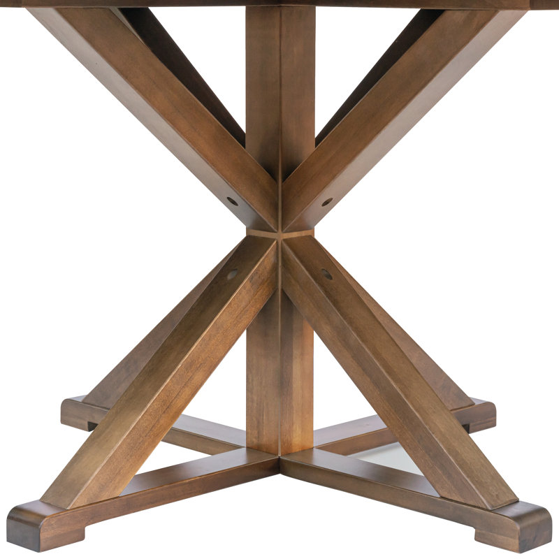 Table de salle à manger ronde en bois massif 59 pouces Evonia, Brun, H 31,5 po x L 59 po x l 59 po