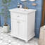 Meuble-lavabo élégant avec lavabo en céramique, tablette réglable, tiroir basculant et charnières à fermeture en douceur-130161142