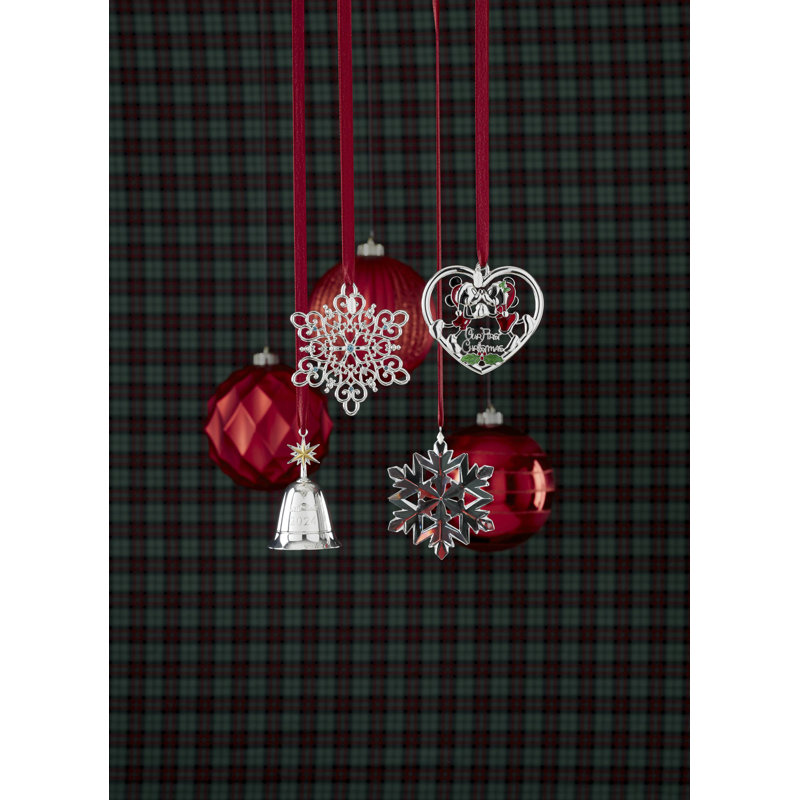 2024 Clear Glass Optic Snowflake Ornament with Gold Cord