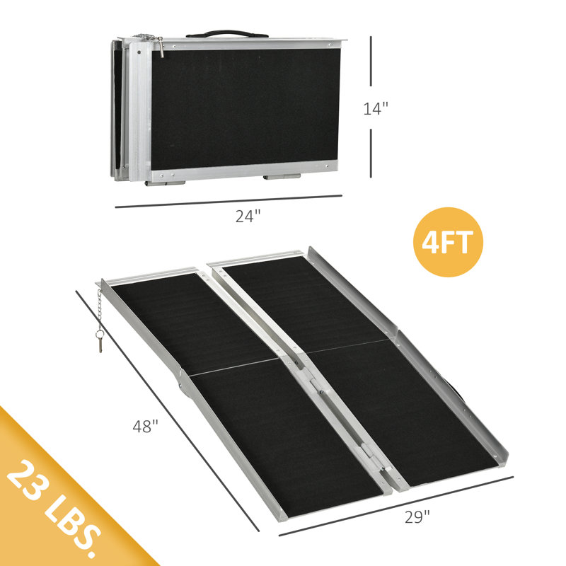 HomCom Metal Foldable 48'' L Threshold Ramp, 1.5" H x 29" W x 48" L