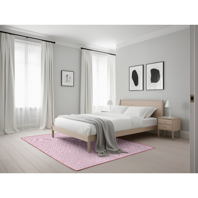 Tapis rose tissé à la machine, Rectangle 5 pi x 7 pi