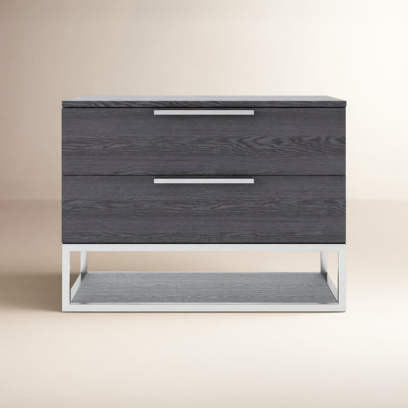 Ladera 2 Drawer Nightstand, Dark Gray