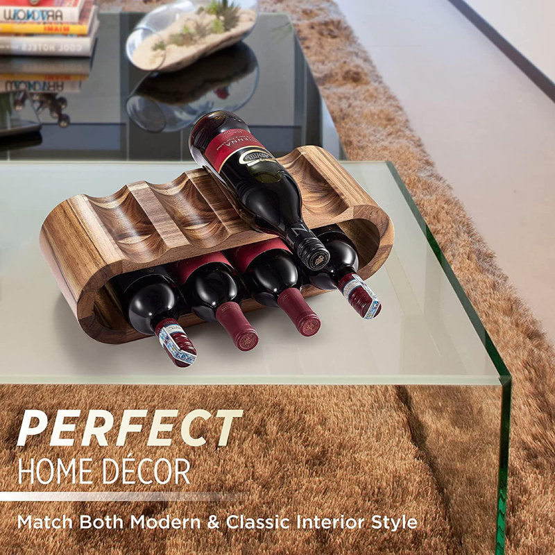 Mahtowa Tabletop Wine Bottle & Glass Rack Brown