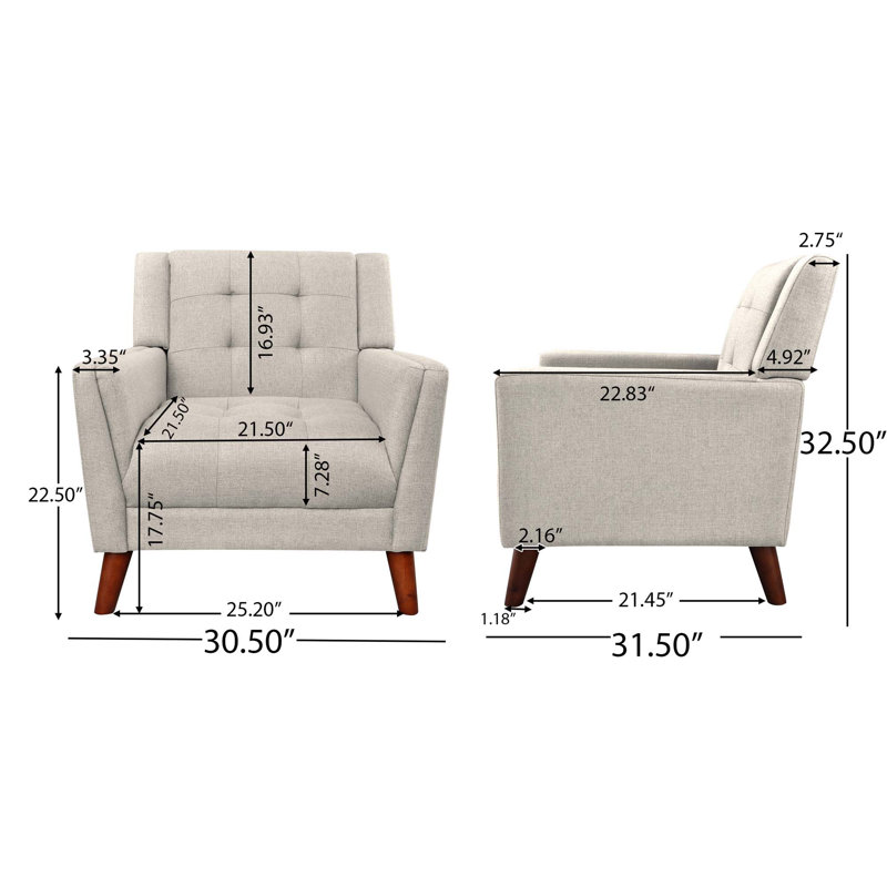 Greenmont 81.99Cm Wide Tufted Armchair, Beige Polyester