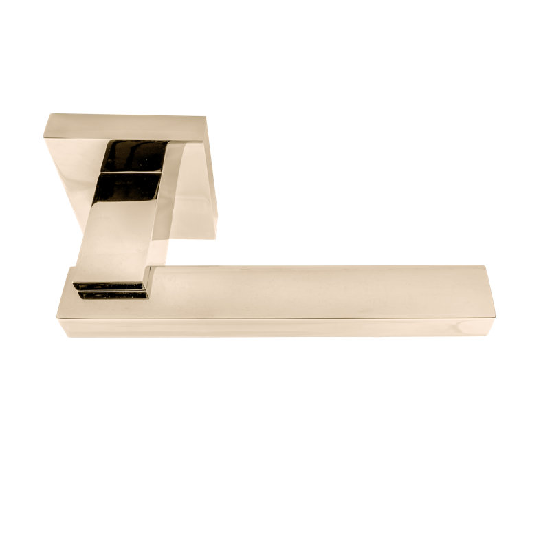 Alpine Lever 96 Set with Square Rose, Satin Brass, 2, Double Dummy