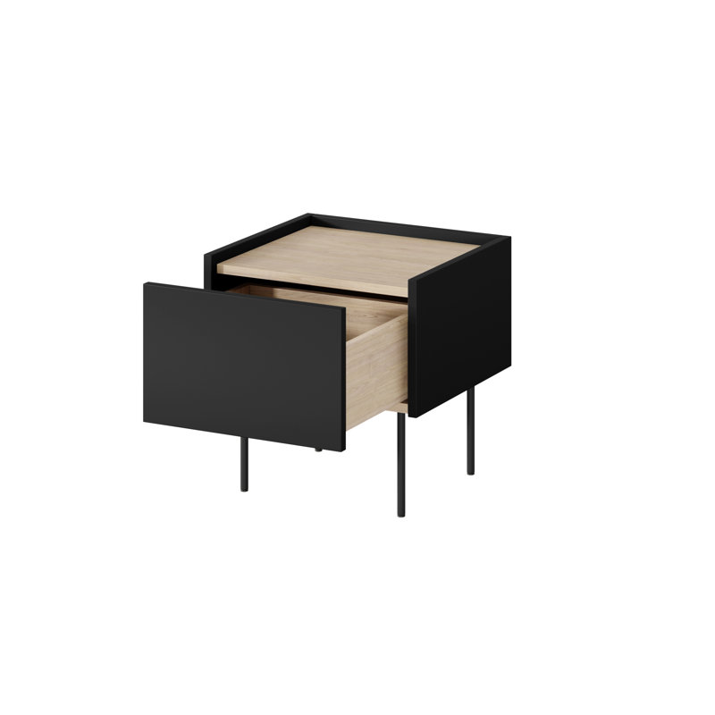 Cartegena 45cm W Manufactured Wood Bedside Table, Black