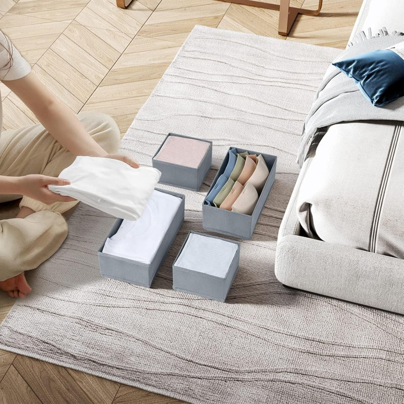 Blended Fabric Drawer Organizers, Grey