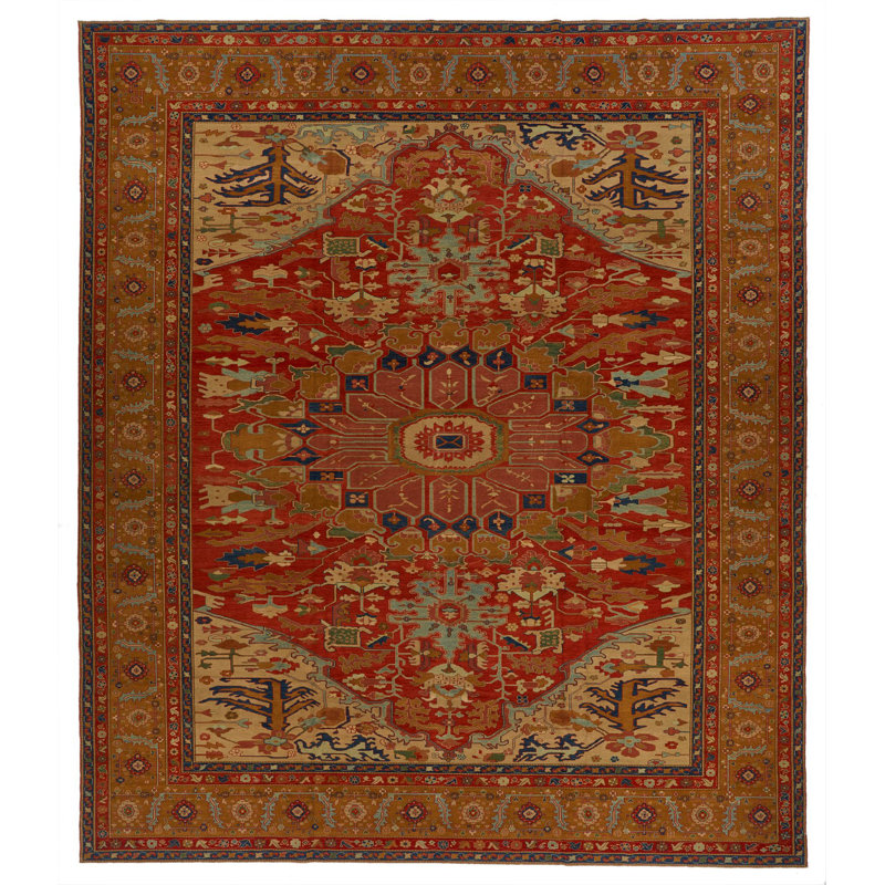 Tapis traditionnel turc rouge et or 13 x 15