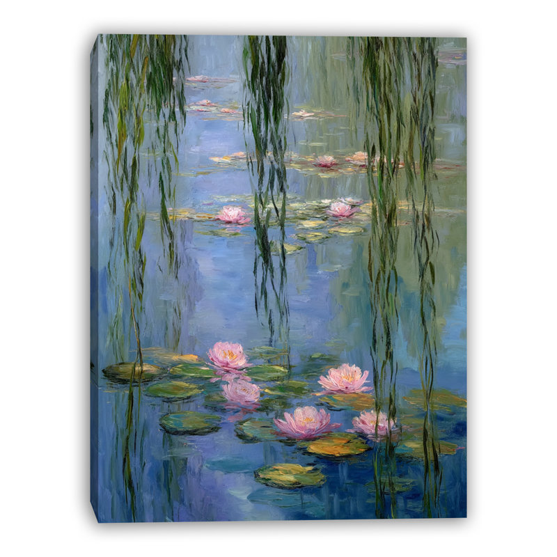 «Willow Veil Lotus Pond», art mural sur toile tendue, H 36 po x l 24 po x P 1,5 po