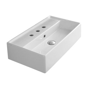 Lavabo de salle de bain vasque rectangulaire en céramique blanche avec trop-plein Teorema