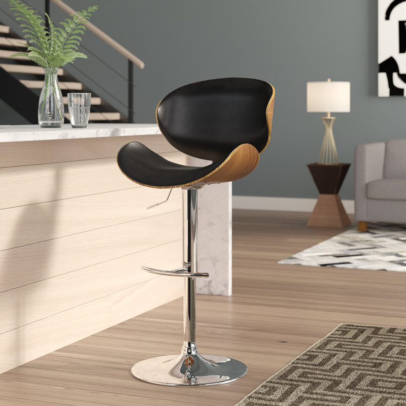 Sinclair Swivel Upholstered Adjustable Height Counter Stool, Black