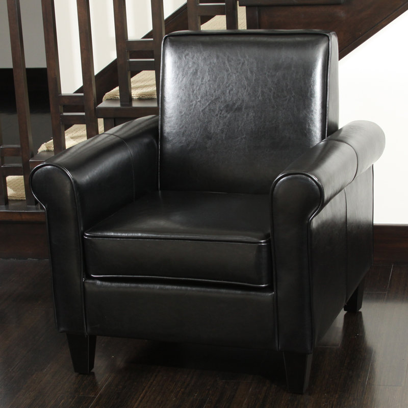 Leis Upholstered Club Chair, Faux Leather Black