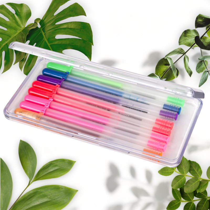 Slim Line Pen Pencil Box Small Plastic Storage Case