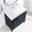 30 pouces Meuble-lavabo noir avec lavabo simple en céramique | Armoire de rangement pour salle de bain avec 2 portes et un tiroir | Fermeture douce | Rangement multifonctionnel | Cadre en bois massif-218680431