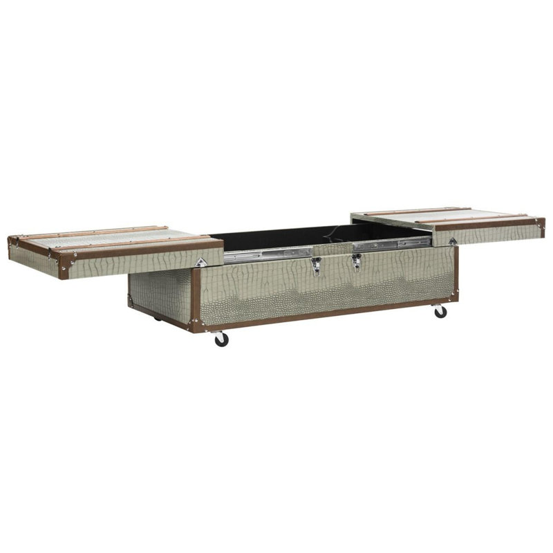 Rocker Extendable Wheel Coffee Table with Storage, Gray