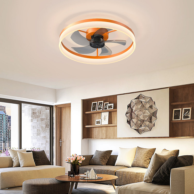 Ventilateurs de plafond avec lumières à DEL à intensité variable, installation encastrée de ventilateurs de plafond modernes et minces