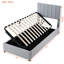 Lit plateforme simple tapissier simple avec option de rangement pratique, rangement hydraulique spacieux et moderne gris