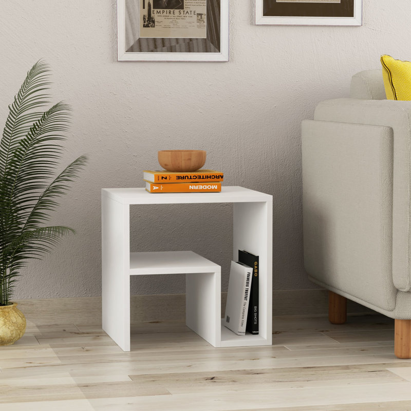Amethist End Table, White