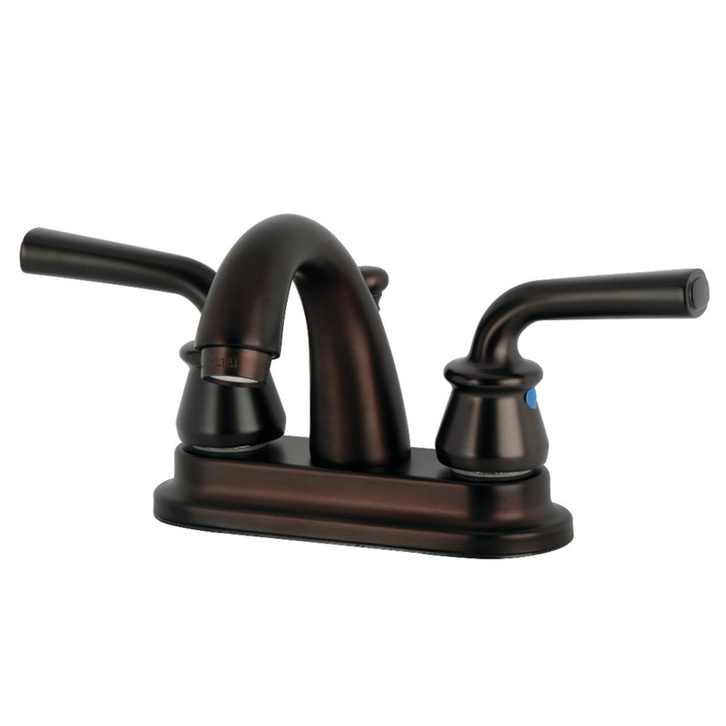 Robinet de salle de bain central à fixation à deux poignées à 3 trous à fixation sur le comptoir 4 po Kingston, Bronze huilé