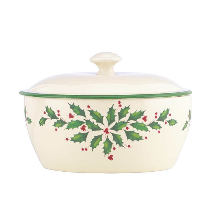 Lenox Ceramic Oval Hosting the Holidays Covered Casserole with Lid