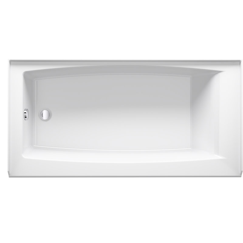 White Acrylic 60-Inch Alcove Bath with Left Hand Drain