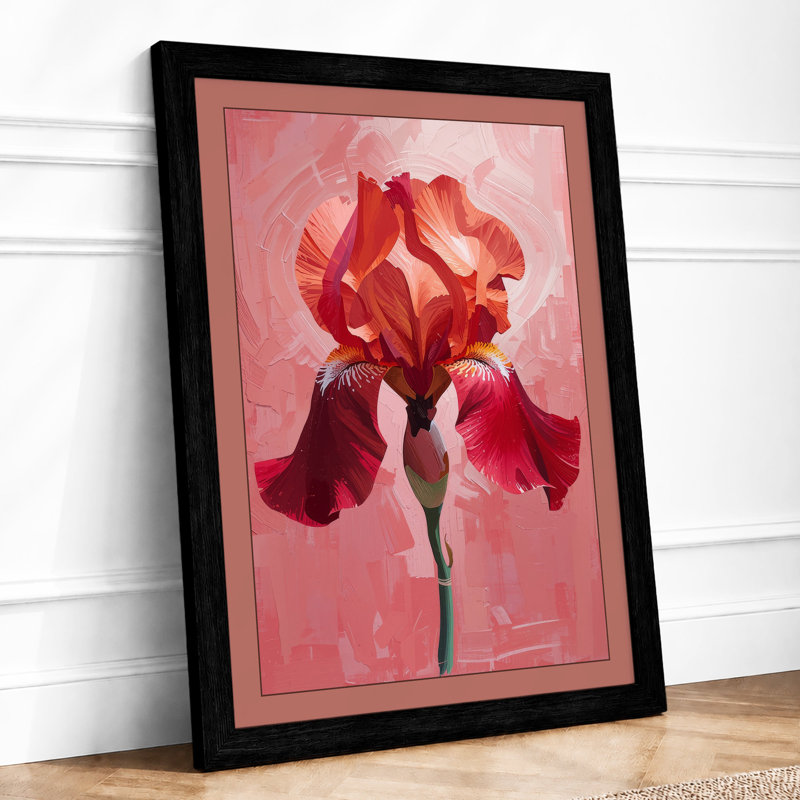 Crimson Iris Botanical - Framed Print, A1 - 84.1 x 59.4 cm, Black