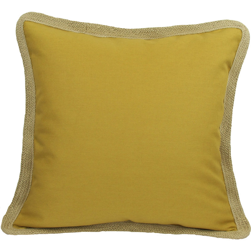 Classic Jute Feather Reversible Throw Pillow, Yellow, Feathers
