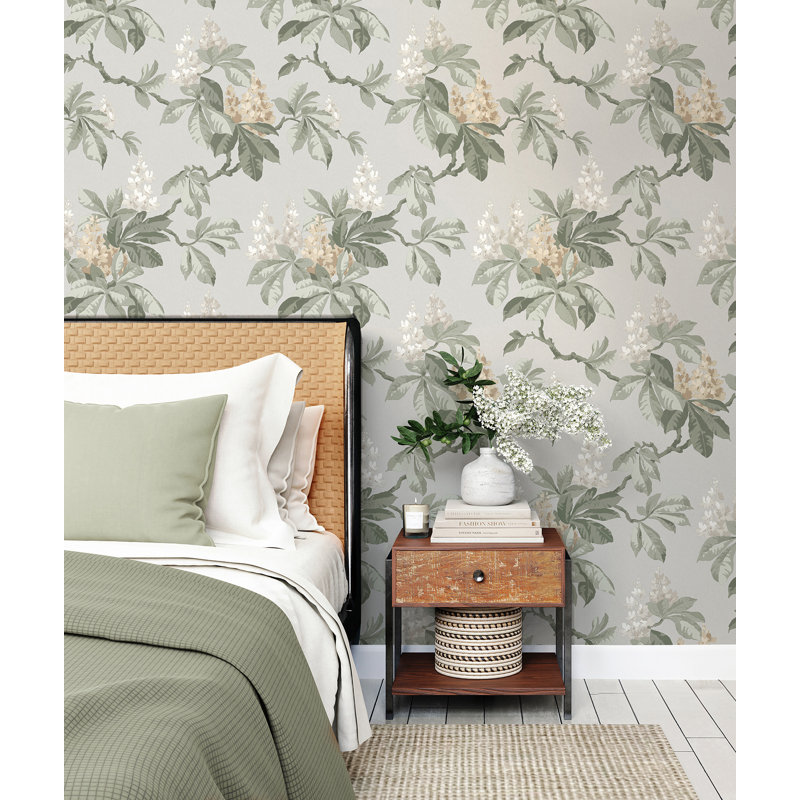 Papier peint floral châtaignier, Gris