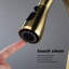 Robinet d'évier de cuisine à poignée simple en or brossé avec bec rétractable, buse à arc élevé tournant sur 360 ° pour une utilisation polyvalente de l'eau, levier facile à contrôler, surface rouillée, bulles d'aérateur remplies de bulles et éclaboussures en douceur