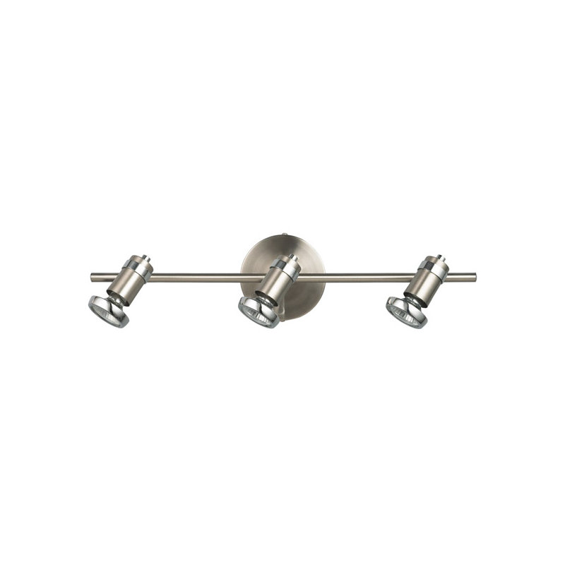 Ensemble de rail d’éclairage 3 lumières Lindaro, Chrome / Acier satiné