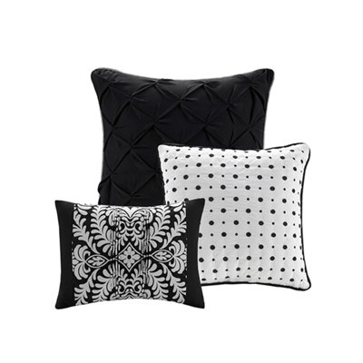 7 Piece Printed Comforter Set Black