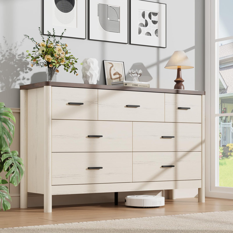 Commode 7 tiroirs Farmhouse, Blanc