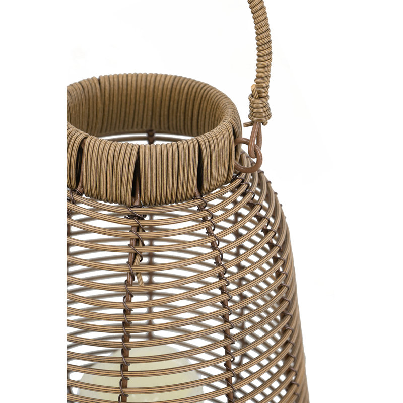 Lanterne en rotin de poly 7,9 x 7,9 x 10,6 po avec bougie blanche DEL, Brun