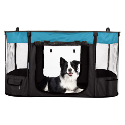 Parc pour chien PETMAker 43 x 34 x 23 pouces - Chenil pour chiots résistant aux égratignures - Enclos de jeu portable pour chiens, chats et autres petits animaux à l'intérieur / à l'extérieur - Sac de transport inclus, bleu