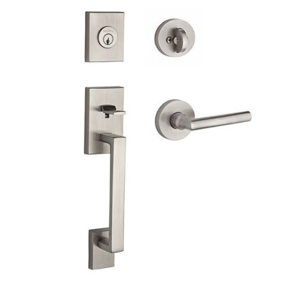 La Jolla Handleset with Single Cylinder Deadbolt and Door Lever and Rosette