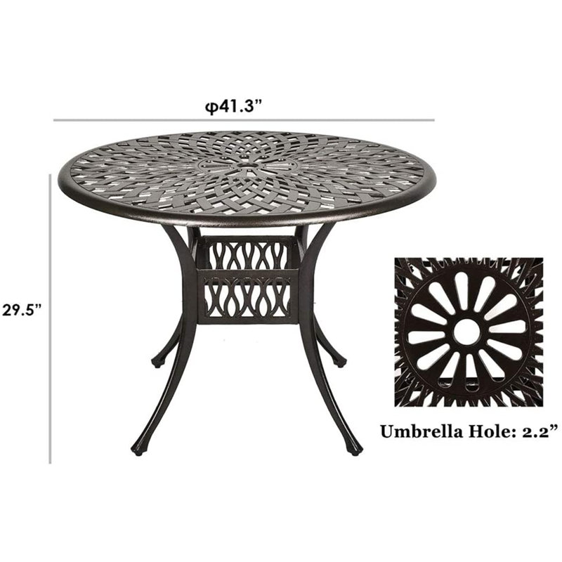 Nadal Round Metal Outdoor Bistro Table With Umbrella Hole , 41.3'' in. W 41.3'' in. D