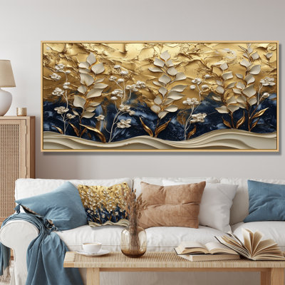 Gold White Harmony Herbs - Herbs Framed Wall Art