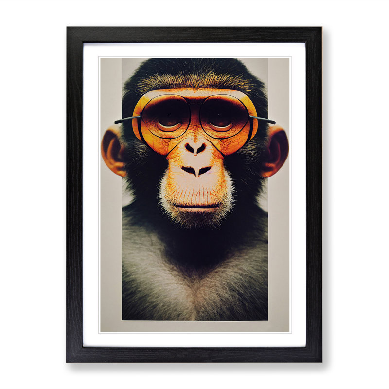 Outstanding Monkey - Framed Print, Black, 64cm H x 46cm W x 2cm D