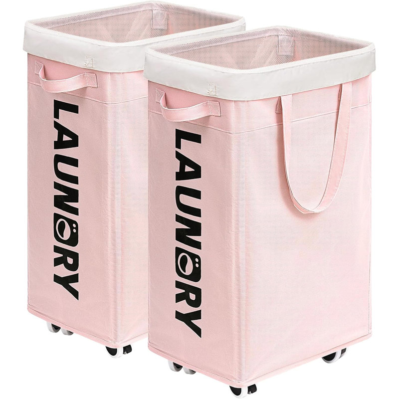 Laundry Basket With Wheels, 2-Pack Rolling Laundry Hamper With Removable Wash Bags, Collapsible Laundry Basket For Home, Dorm, Or Apartment
