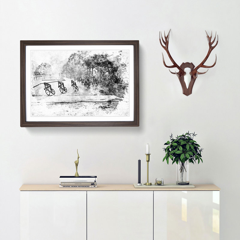 Tour de France Cycling in Abstract - Framed Print, Walnut Framed, 48cm H x 65cm W x 2cm D