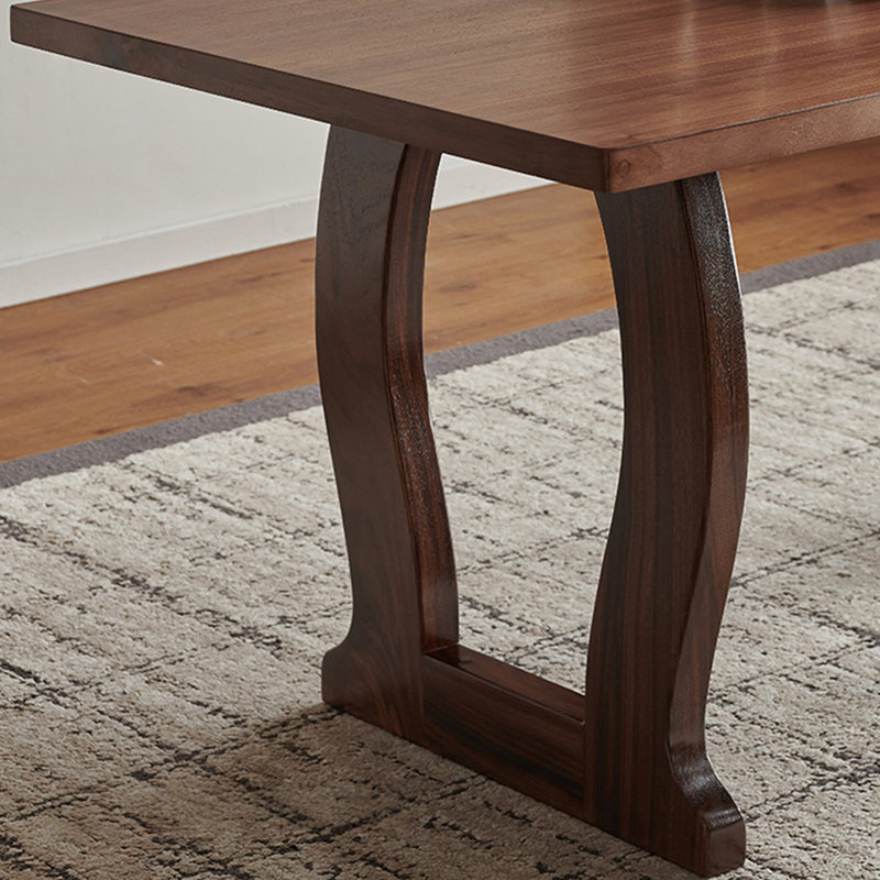 Walnut-colored modern and simple dining table set, 29.52"H x 78.74"L x 35.43"W