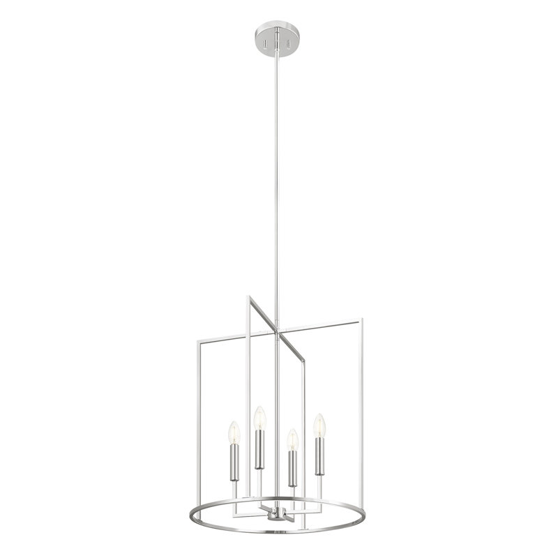 Luminaire suspendu 4 lumières Keldric, Chrome chrome