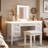 Vanity Desk With Mirror And Lights, 7 Drawers And Cushioned Stool-1936879329