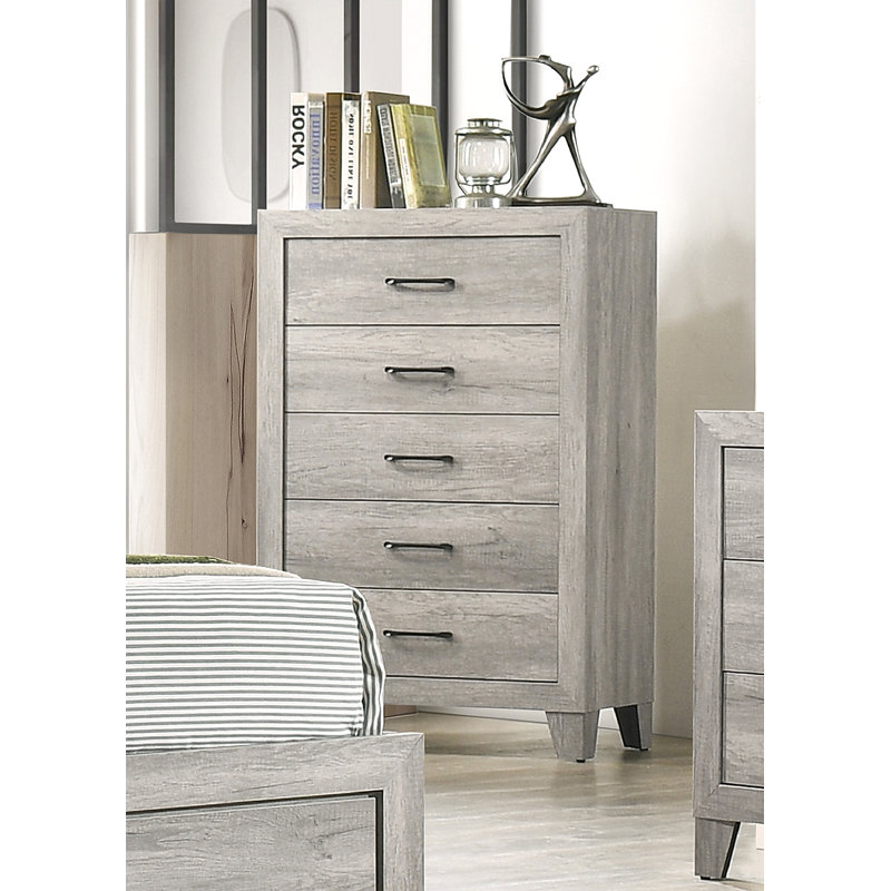 Meuble en bois 1 pièce 5 tiroirs, Gris