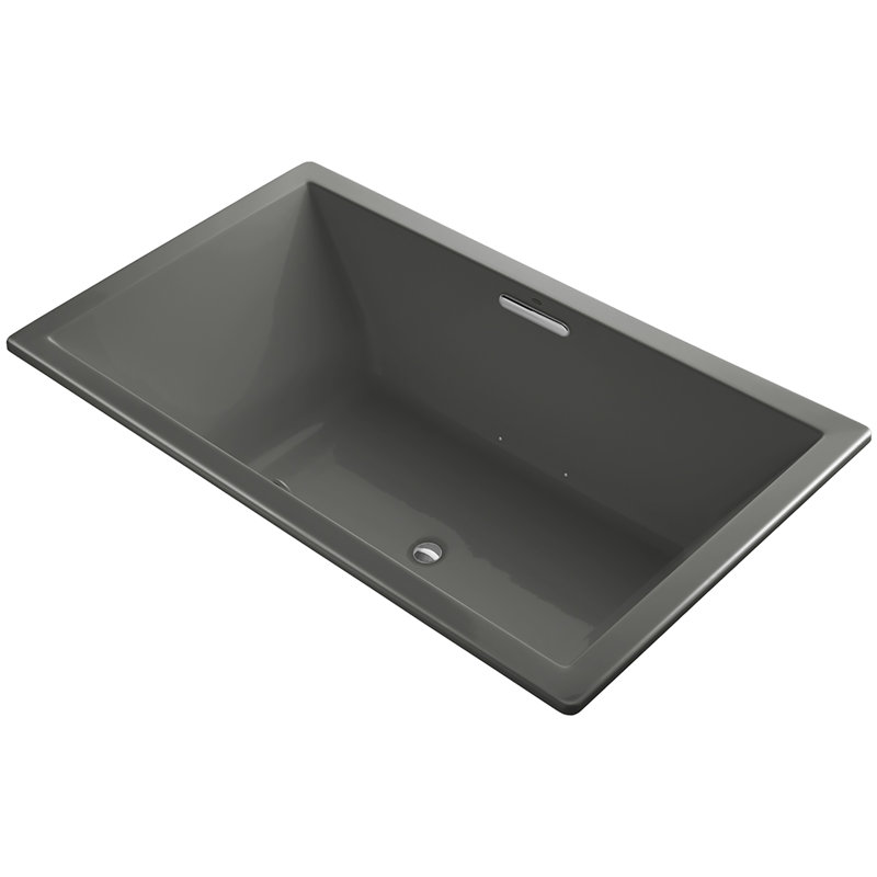 Underscore Rectangle 72" x 42" Heated Bubblemassage Air Bath with Center Drain, Thunder Gray
